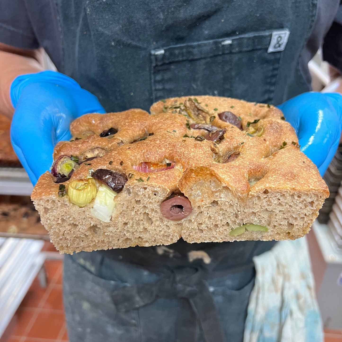 Focaccia w/ Cherry Tomatoes & Sliced Hot Chiles