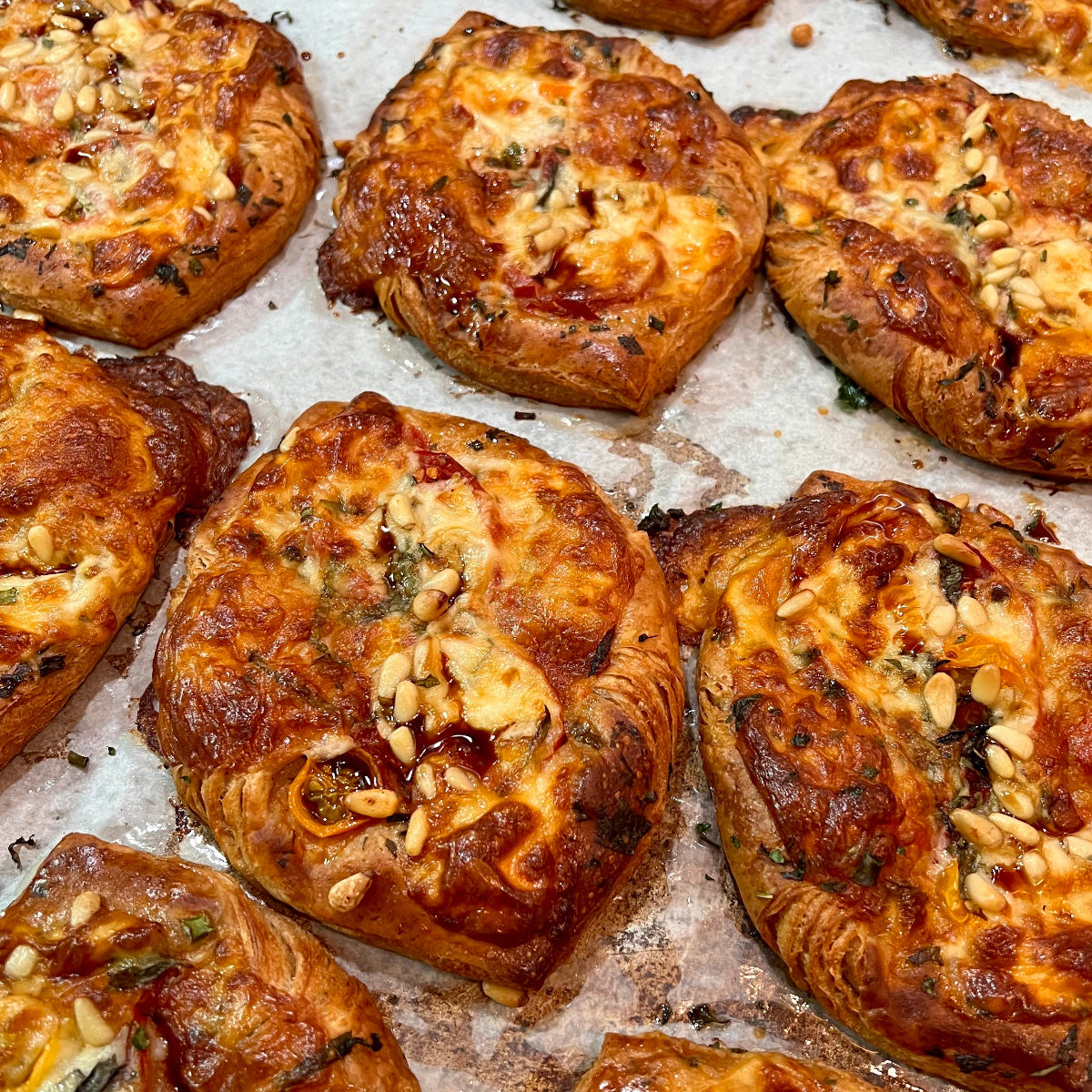 Vegetarian Danish w/ Tomato, Corn, Basil & Mozzarella