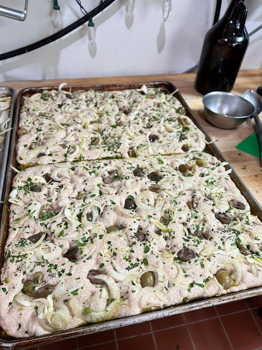 Focaccia w/ Olives & Shaved Fennel